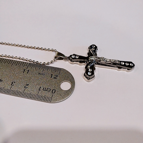 24” Stainless Steel Necklace with 2" Large Cross - Picture 14 of 17